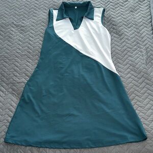 Teal and White Mini Dress